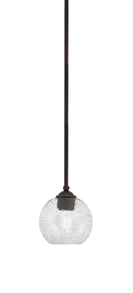 Zilo Stem Hung Mini Pendant, Dark Granite Finish, 5.75" Smoke Bubble Glass