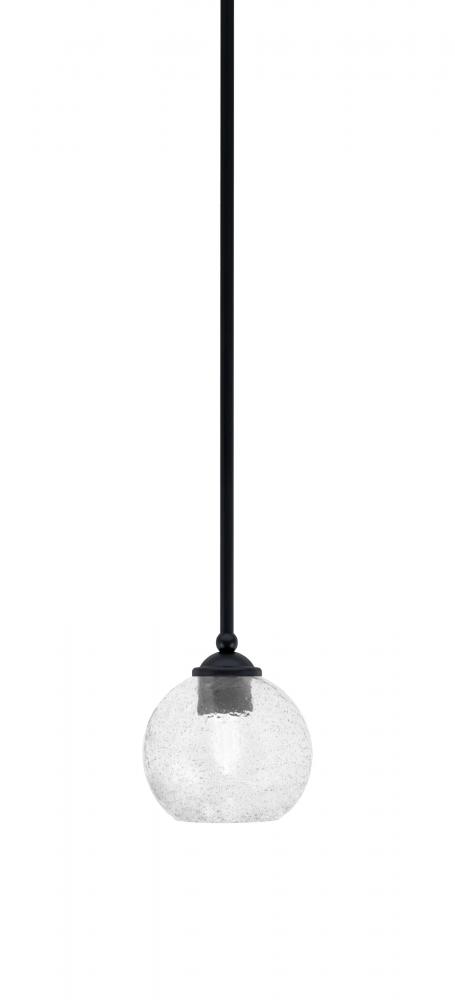 Zilo Stem Mini Pendant, Matte Black Finish, 5.75" Smoke Bubble Glass
