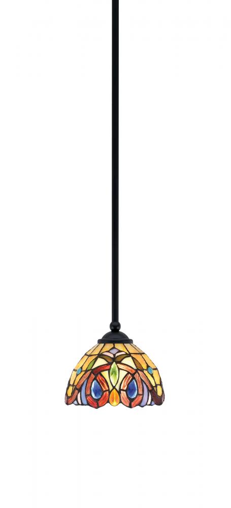 Zilo Stem Mini Pendant, Matte Black Finish, 7" Lynx Art Glass