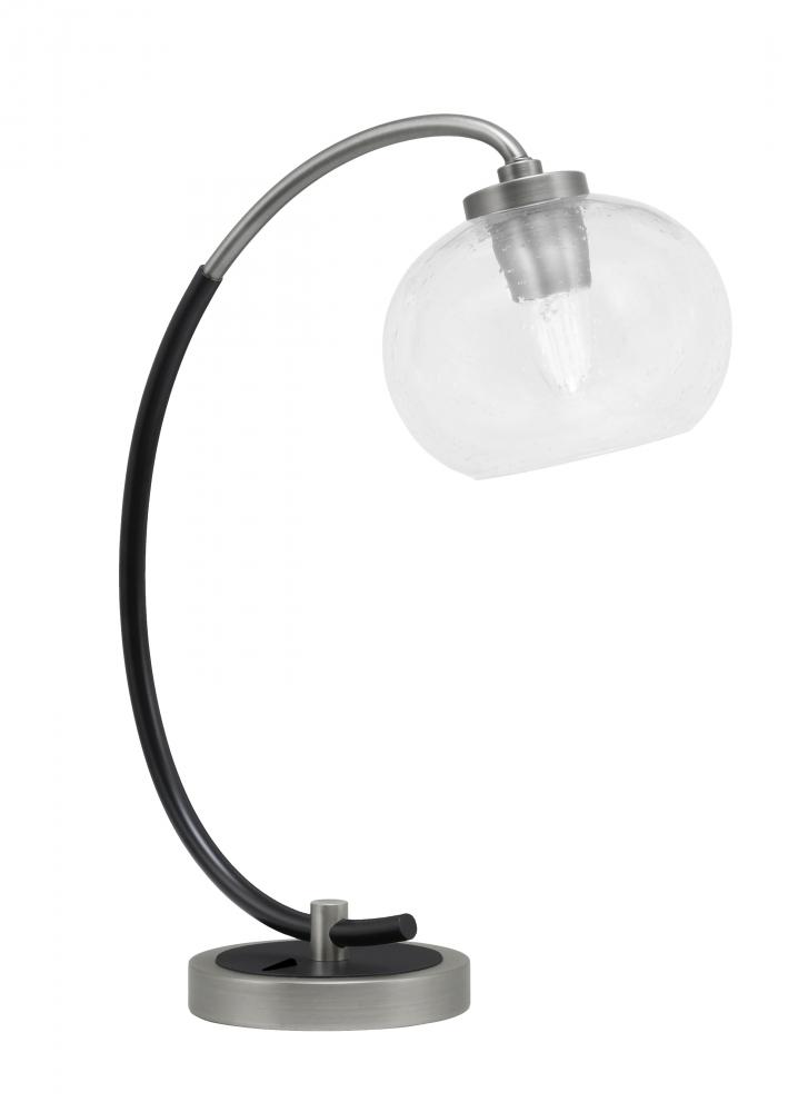 Desk Lamp, Graphite & Matte Black Finish, 7" Clear Bubble Glass