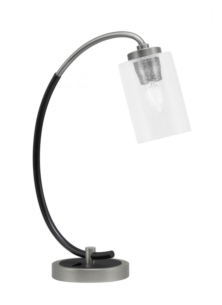 Desk Lamp, Graphite & Matte Black Finish, 4" Clear Bubble Glass