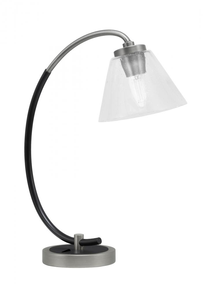 Desk Lamp, Graphite & Matte Black Finish, 7" Clear Bubble Glass