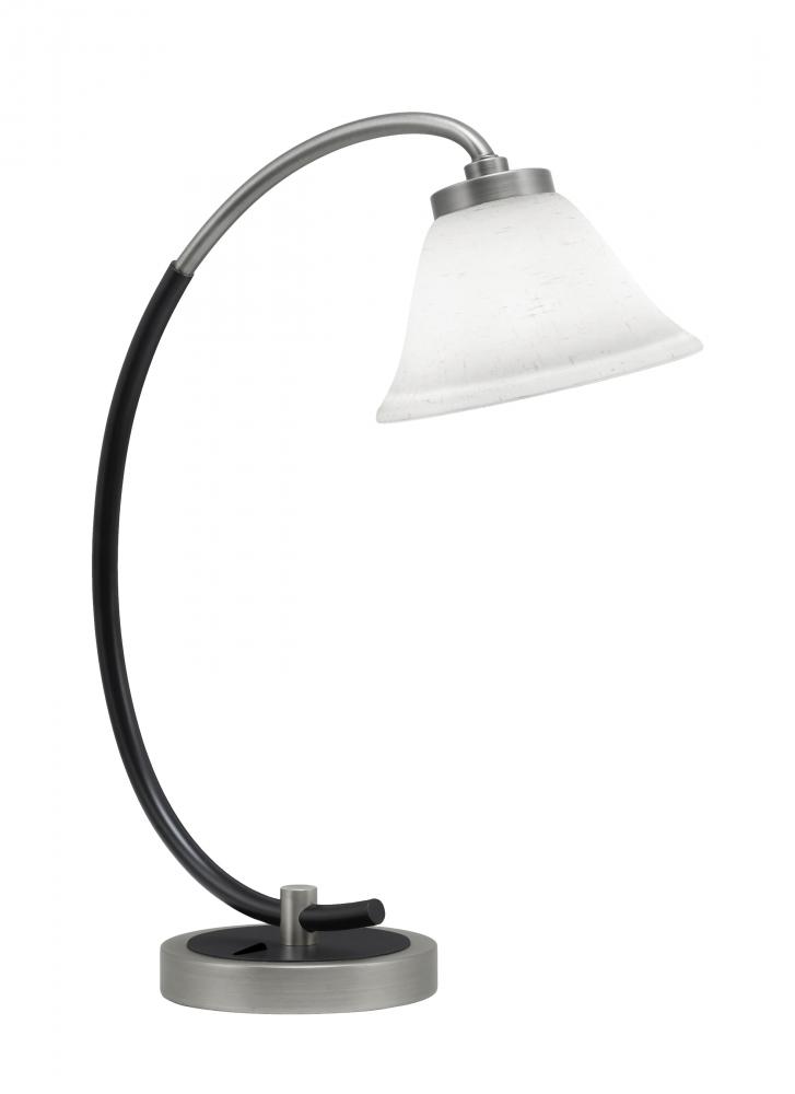 Desk Lamp, Graphite & Matte Black Finish, 7" White Muslin Glass