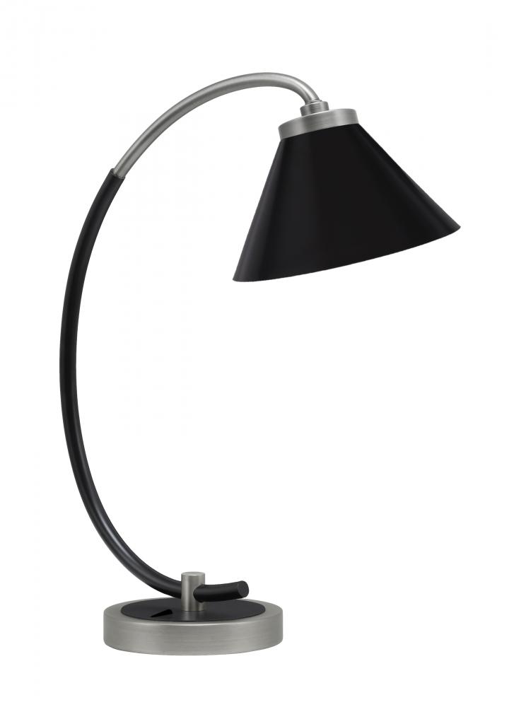 Desk Lamp, Graphite & Matte Black Finish, 7" Matte Black Cone Metal Shade
