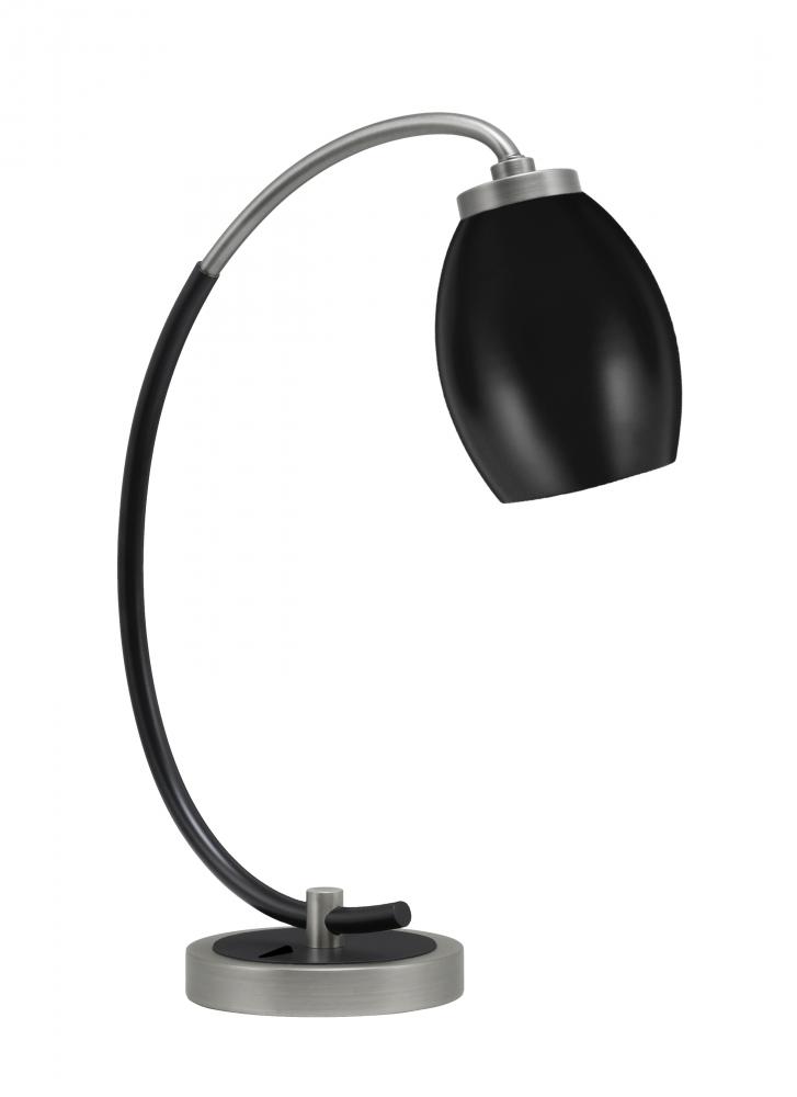 Desk Lamp, Graphite & Matte Black Finish, 5" Matte Black Oval Metal Shade