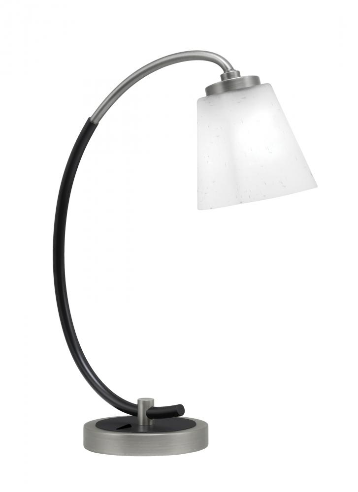 Desk Lamp, Graphite & Matte Black Finish, 4.5" Square White Muslin Glass