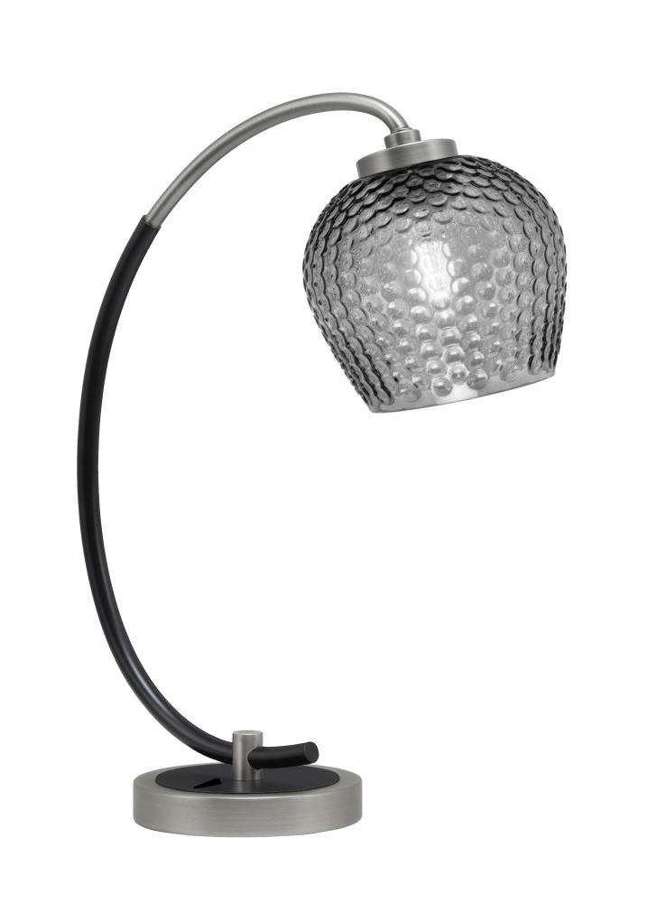Desk Lamp, Graphite & Matte Black Finish, 6" Smoke Textured Glass