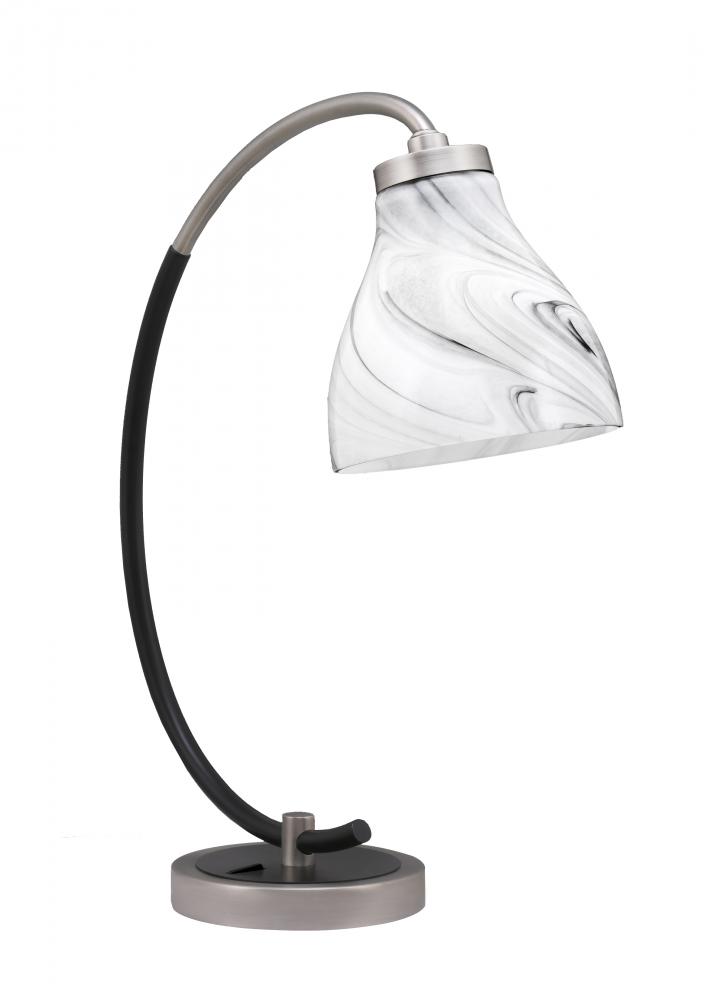 Desk Lamp, Graphite & Matte Black Finish, 6.25" Onyx Swirl Glass