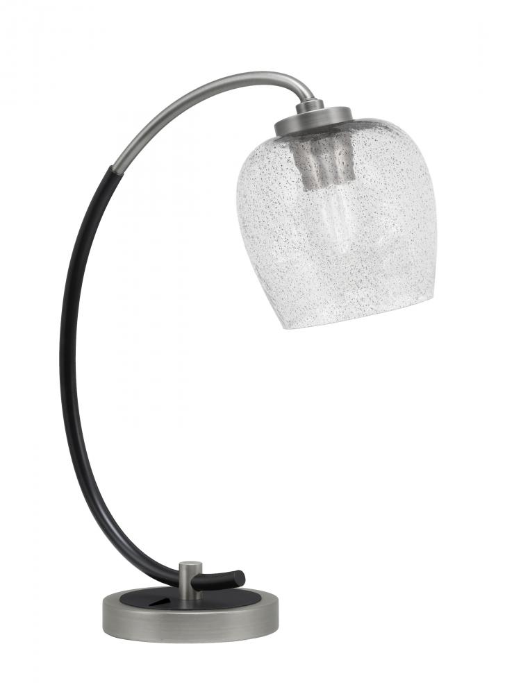Desk Lamp, Graphite & Matte Black Finish, 6" Smoke Bubble Glass