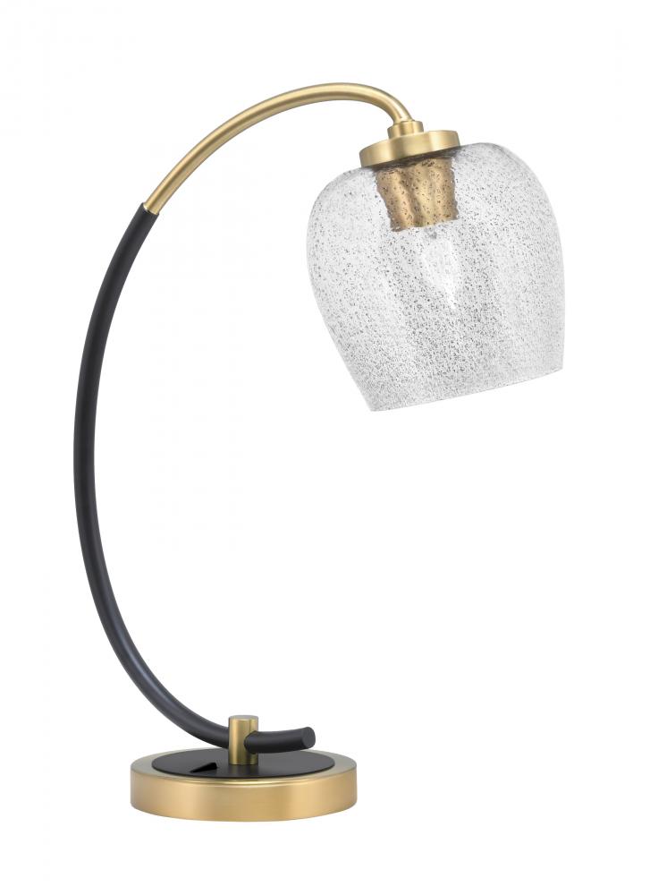 Desk Lamp, Matte Black & New Age Brass Finish, 6" Smoke Bubble Glass