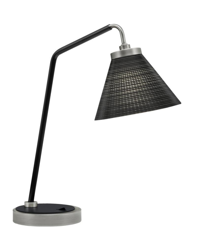 Desk Lamp, Graphite & Matte Black Finish, 7" Black Matrix Glass