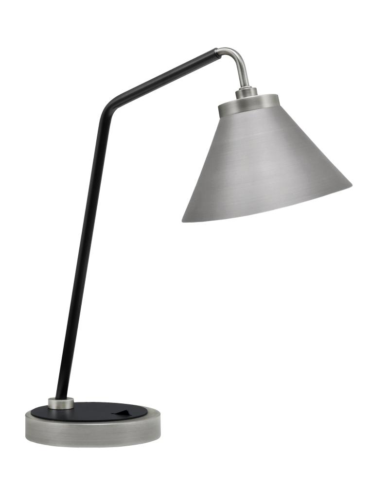 Desk Lamp, Graphite & Matte Black Finish, 7" Graphite Cone Metal Shade
