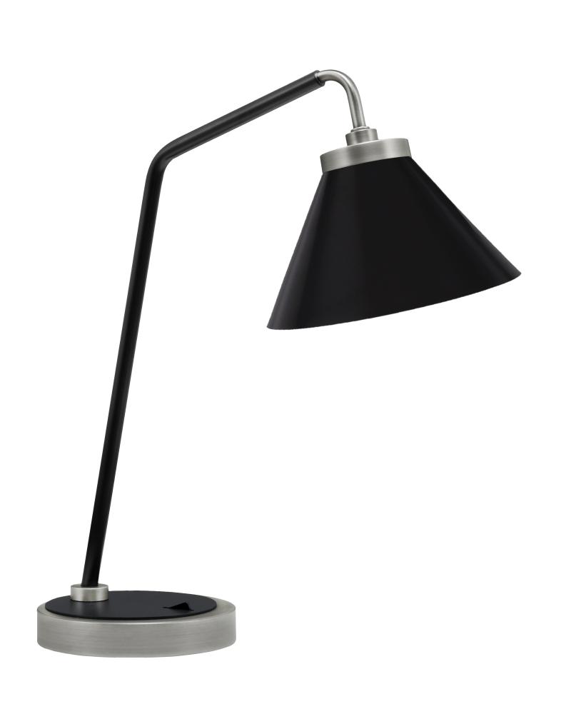Desk Lamp, Graphite & Matte Black Finish, 7" Matte Black Cone Metal Shade