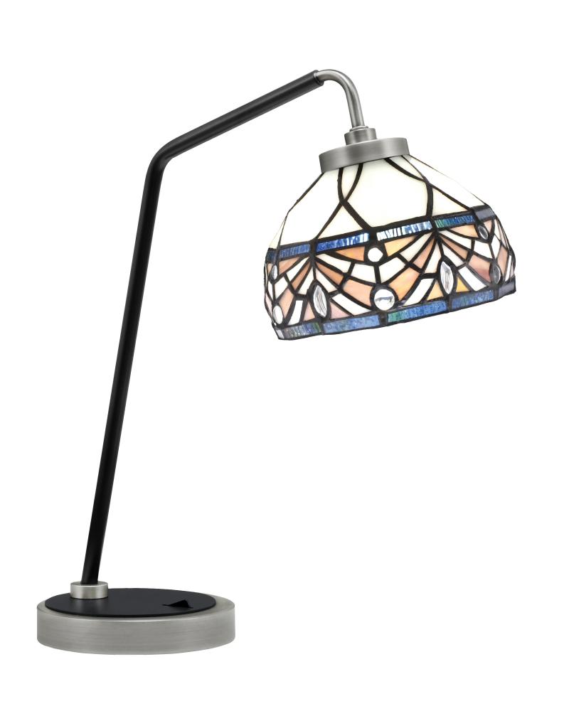 Desk Lamp, Graphite & Matte Black Finish, 7" Royal Merlot Art Glass