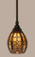 Toltec Company 23-MB-9871 - One Light Paradise Tiffany Glass Matte Black Down Mini Pendant