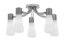 Toltec Company 4817-GP-881 - Everleigh 5 Light Semi-Flush Shown in Graphite Finish with 4" White Glass