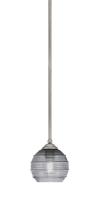 Toltec Company 560-GP-5112 - Zilo Stem Mini Pendant, Graphite Finish, 6" Smoke Ribbed Glass