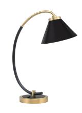 Toltec Company 57-MBNAB-421-MB - Desk Lamp, Matte Black & New Age Brass Finish, 7" Matte Black Cone Metal Shade