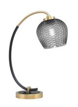 Toltec Company 57-MBNAB-4602 - Desk Lamp, Matte Black & New Age Brass Finish, 6" Smoke Textured Glass