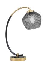Toltec Company 57-MBNAB-4622 - Desk Lamp, Matte Black & New Age Brass Finish, 6" Smoke Textured Glass
