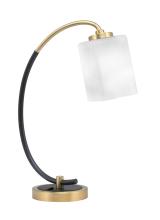 Toltec Company 57-MBNAB-531 - Desk Lamp, Matte Black & New Age Brass Finish, 4" Square White Muslin Glass