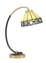 Toltec Company 57-MBNAB-9405 - Desk Lamp, Matte Black & New Age Brass Finish, 7" Diamond Peak Art Glass