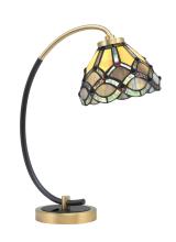 Toltec Company 57-MBNAB-9435 - Desk Lamp, Matte Black & New Age Brass Finish, 7" Grand Merlot Art Glass