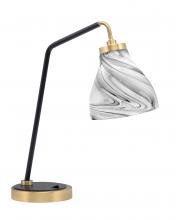Toltec Company 59-MBNAB-4769 - Desk Lamp, Matte Black & New Age Brass Finish, 6.25" Onyx Swirl Glass