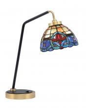 Toltec Company 59-MBNAB-9355 - Desk Lamp, Matte Black & New Age Brass Finish, 7" Sierra Art Glass