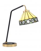 Toltec Company 59-MBNAB-9405 - Desk Lamp, Matte Black & New Age Brass Finish, 7" Diamond Peak Art Glass