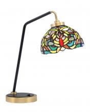Toltec Company 59-MBNAB-9905 - Desk Lamp, Matte Black & New Age Brass Finish, 7" Kaleidoscope Art Glass