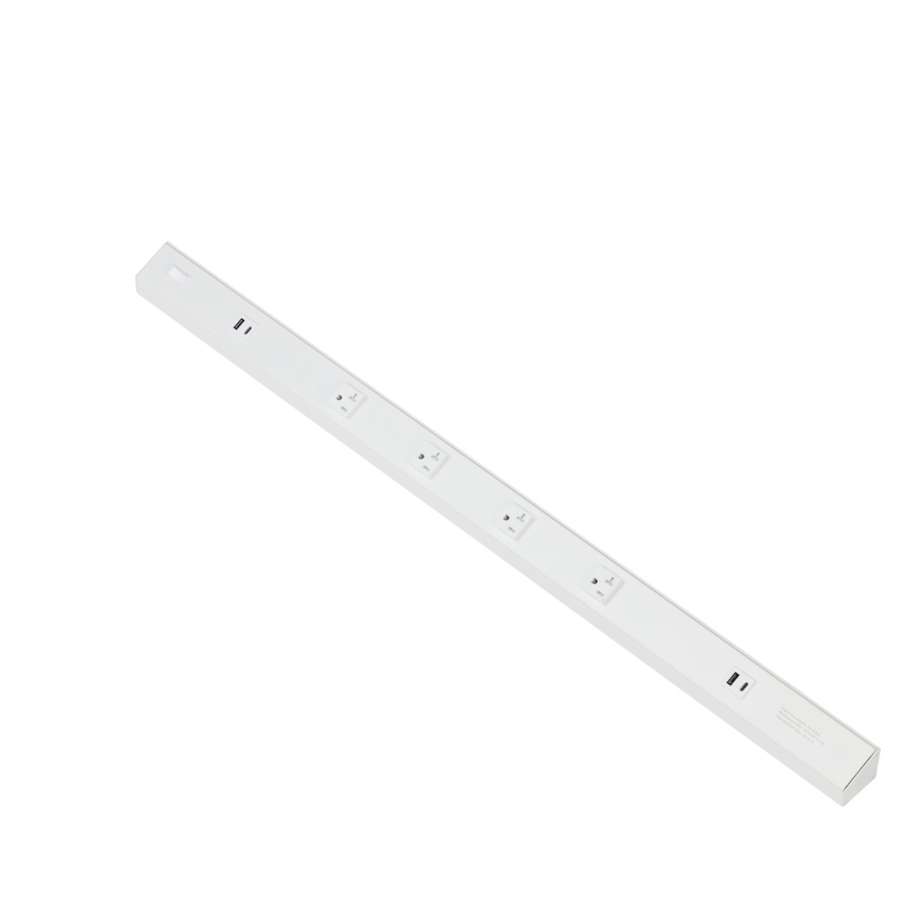 ATOM 36INCH POWER STRIP WHITE FINISH 4 20A TR RECEPTACLES 2 USB 1 RESET SWITCH