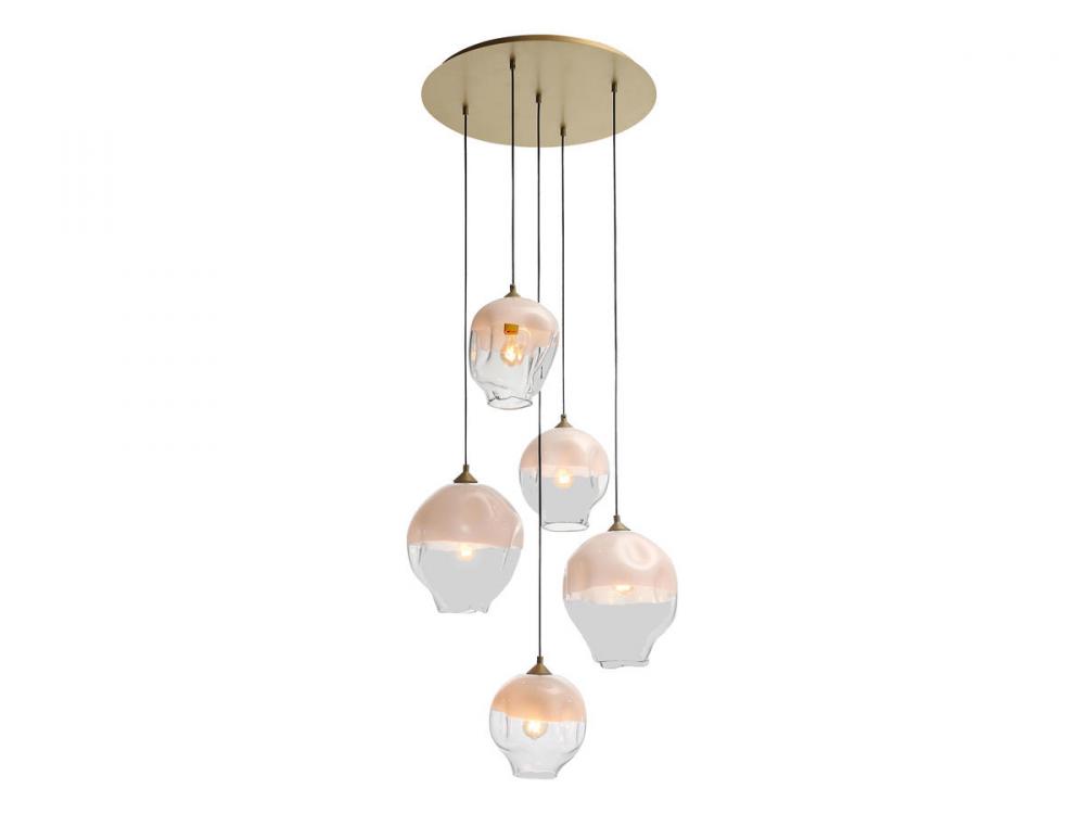 Sonoma Ave. 5-Light Multi Pendant in White with Brushed Brass Accent