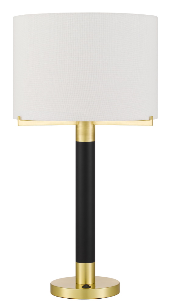Goldston 100W metal table lamp with drum hardback fabric shade