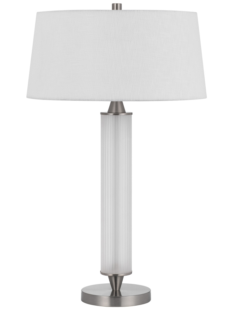 100W Pavia glass table lamp with 2W LED night light and hardback fabric shade