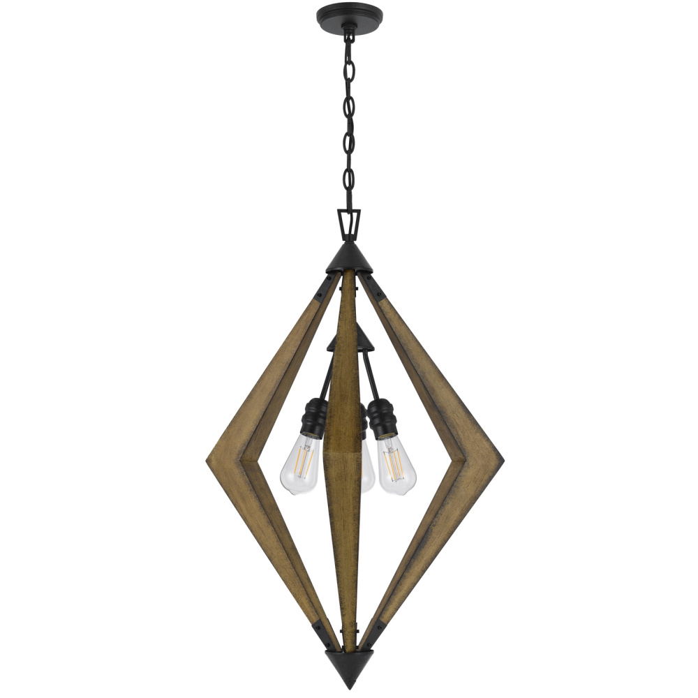 Valence 60W x 3 pine wood chandelier