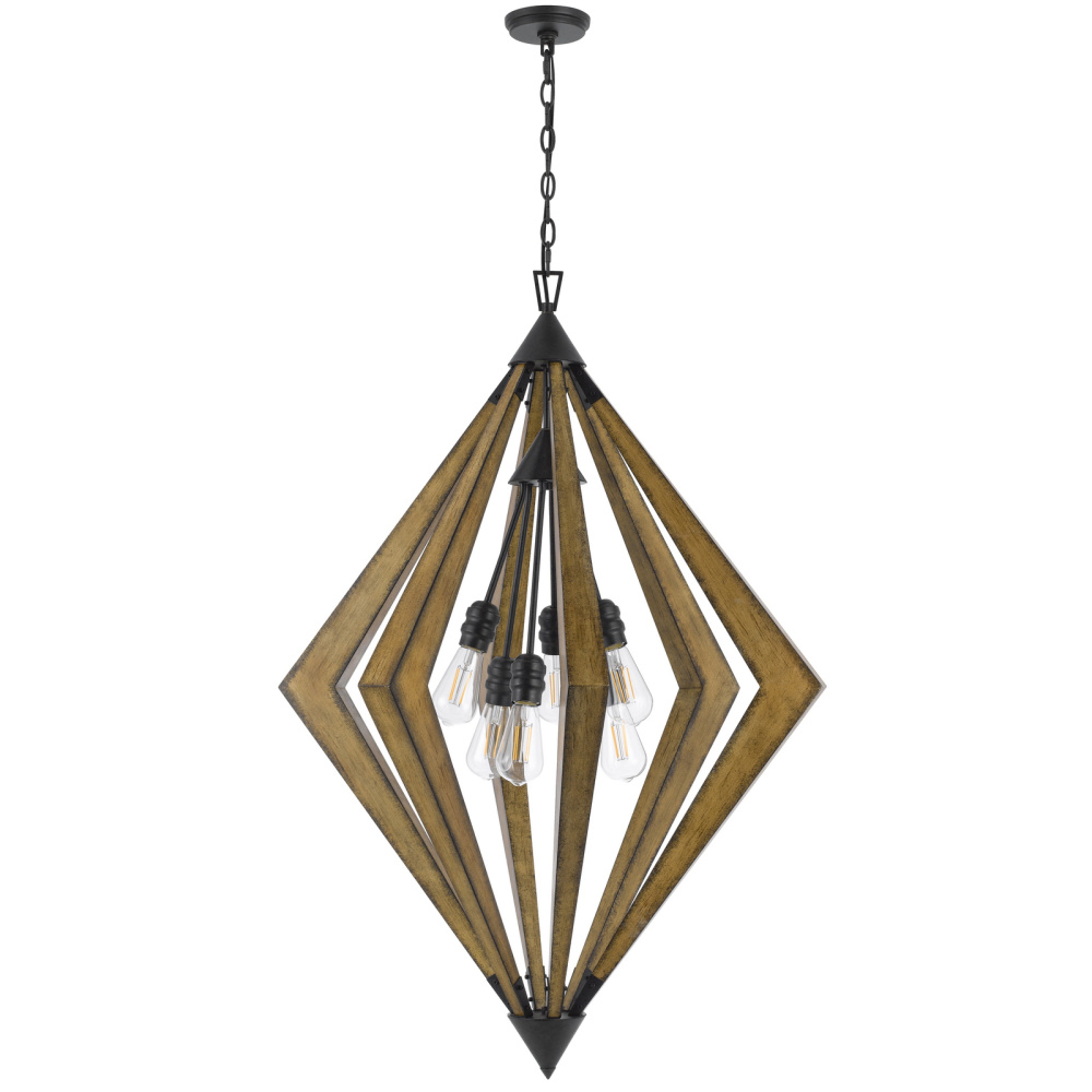 Valence 60W x 6 pine wood chandelier