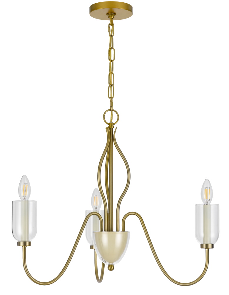 60W x 3 Kalamaria metal chandelier with glass shade