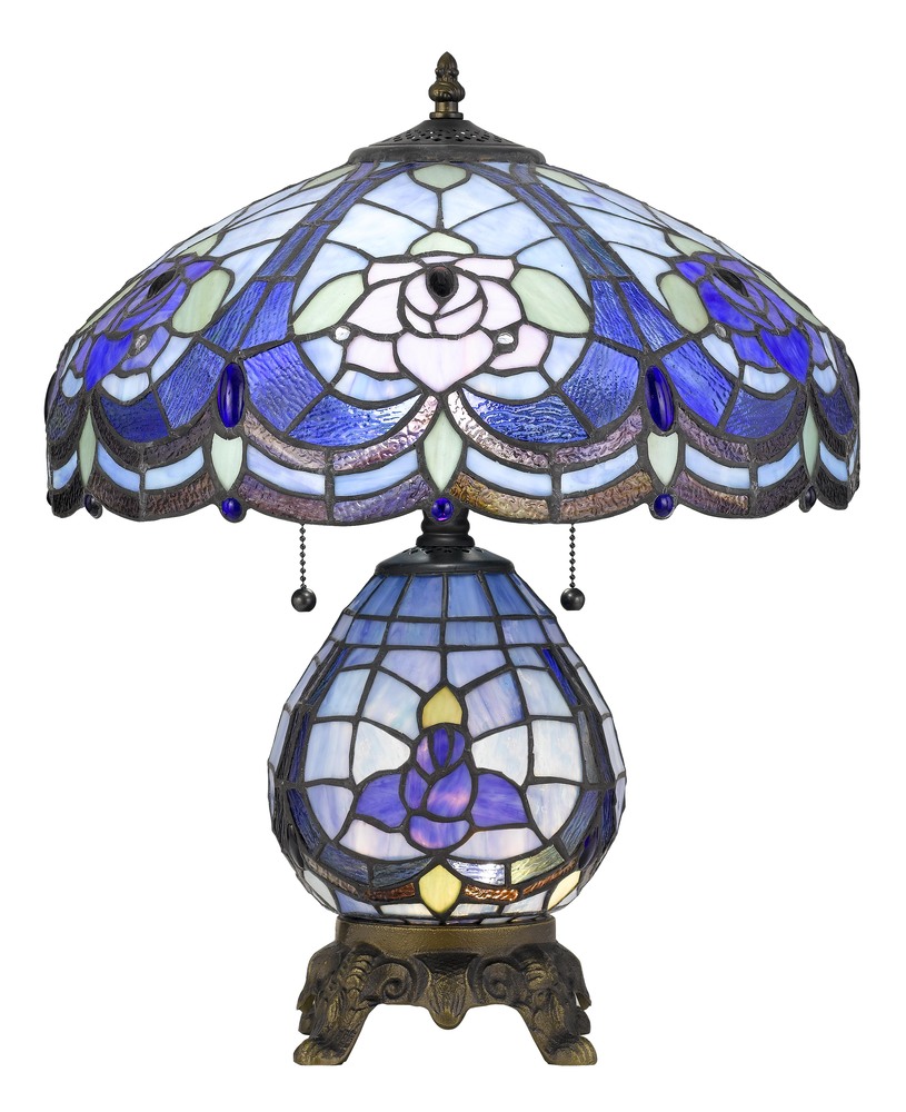 60W X 2 Tiffany Table Lamp With 7W Night Light