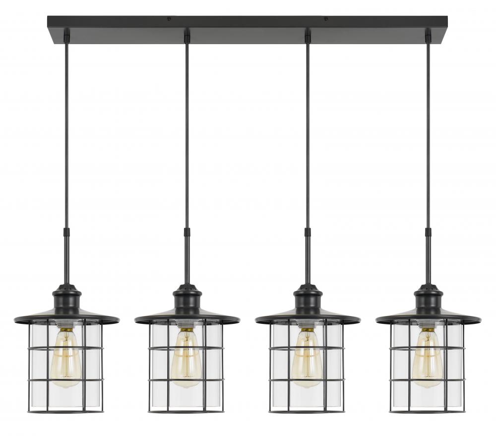 60W x 4 Silverton metal/glass pendant fixture (Edison bulbs included)
