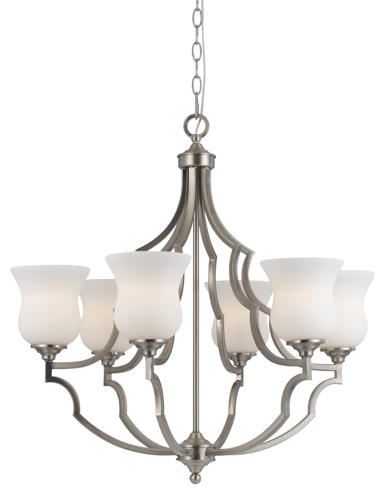 27" Six Light Chandelier in Brushed Steel