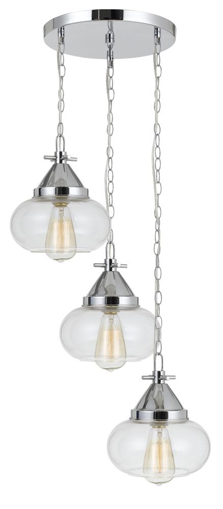 60W X 3 Maywood Glass Pendant (Edison Bulbs Not included)