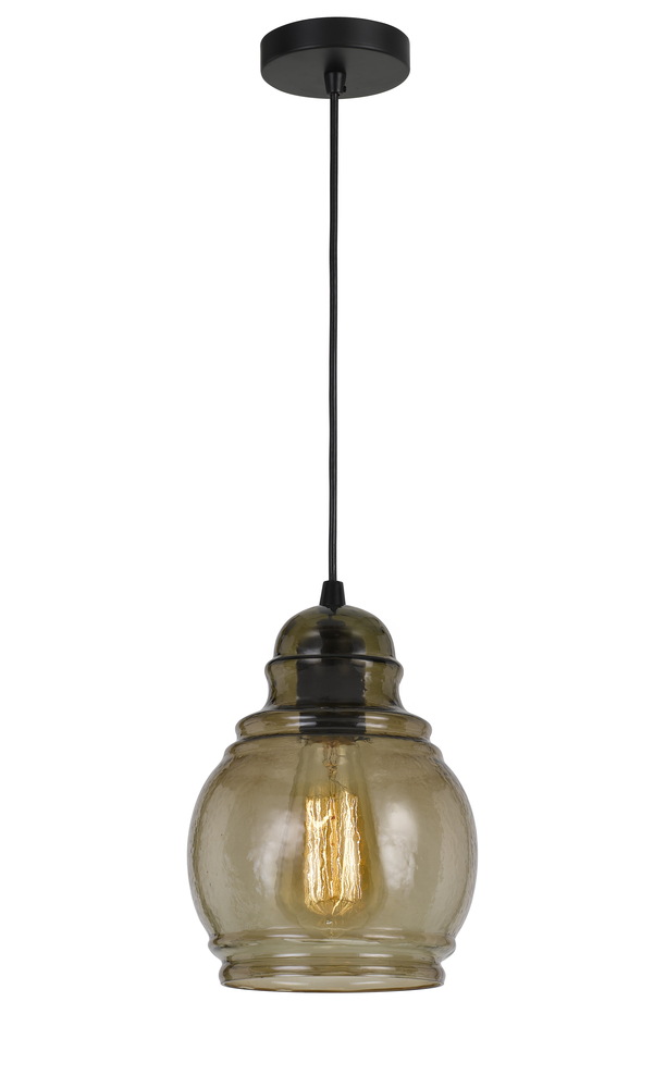 10.5" Height Glass Pendant in Smoky Finish and 72" Cord