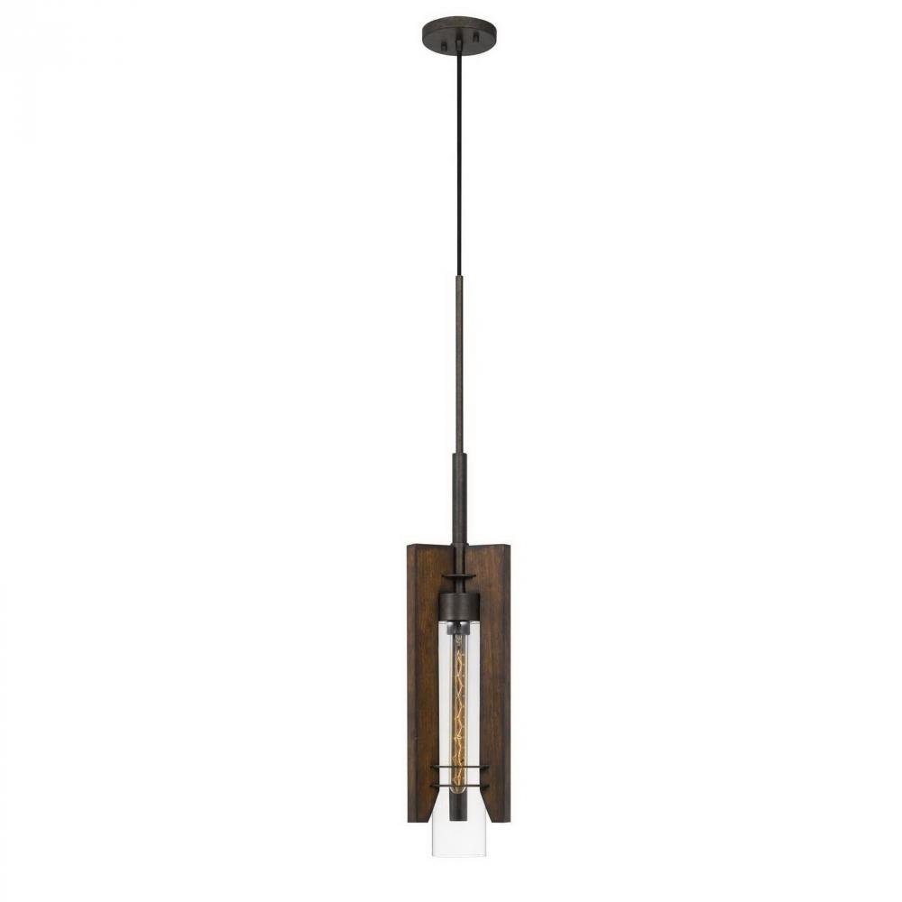 60W Almeria Wood/Glass Pendant Fixture (Edison Bulb Not included)