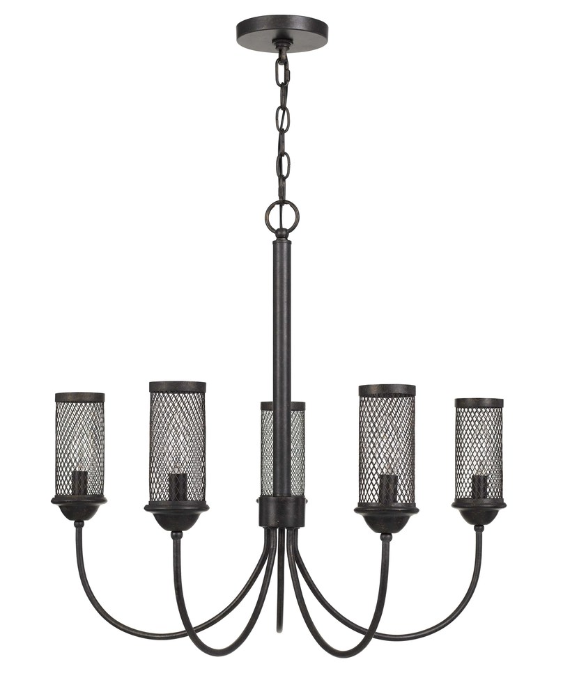 24" Height Metal Chandelier in Textured Bronze Finish