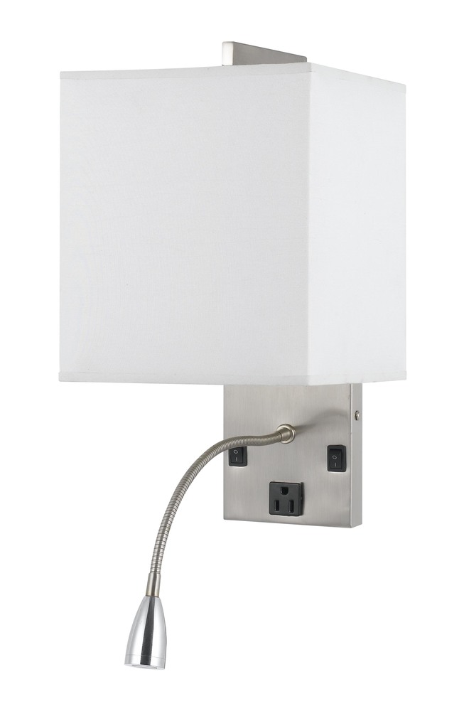 60W Metal Wall Lamp with Rocker Switch and 1W LED Gooseneck Reading Light