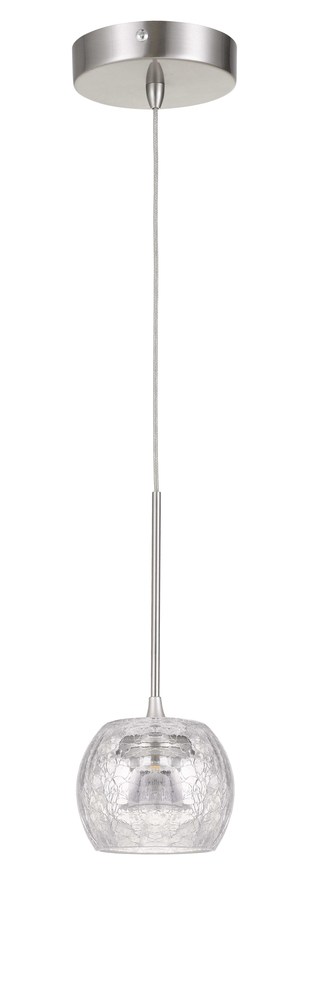 10" Height LED Glass Pendant in Brushed Steel