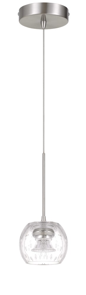 10" Height LED Glass Pendant in Brushed Steel