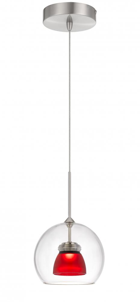 Integrated dimmable LED glass mini pendant light. 6W, 450 lumen, 3000K