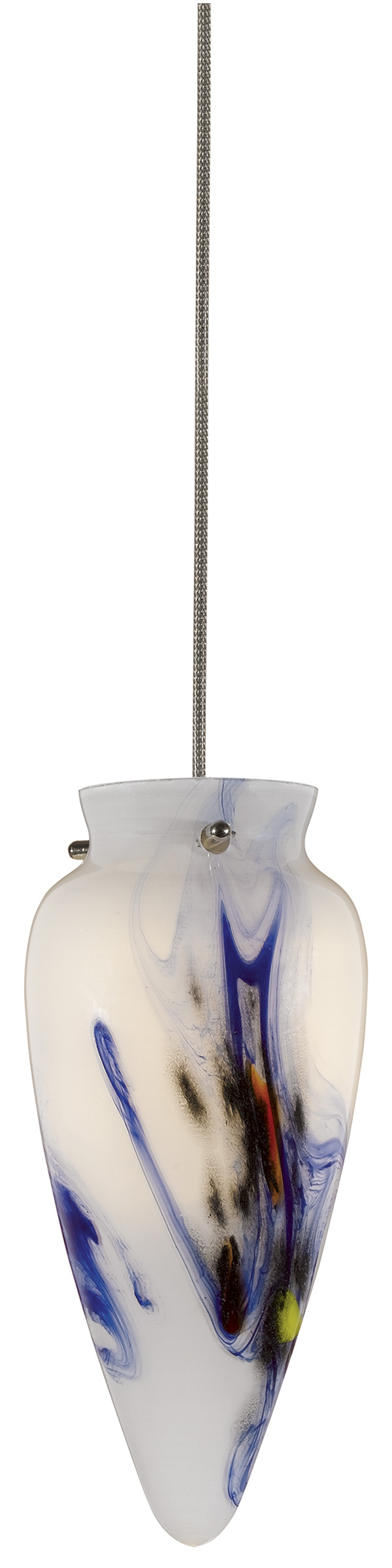 7.5" Tall Glass and Metal Pendant with Brushed Steel Cord